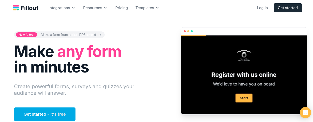 Fillout - No-Code Online Form Builder
