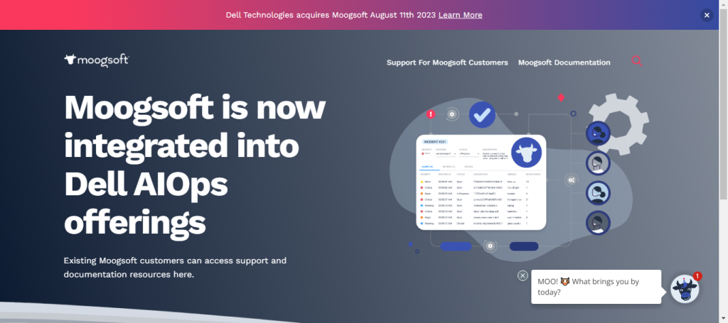 Moogsoft integrated with Dell AIOPs