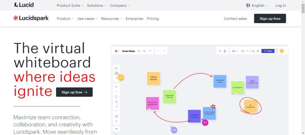 Lucidspark - The virtual whiteboard for team collaboration