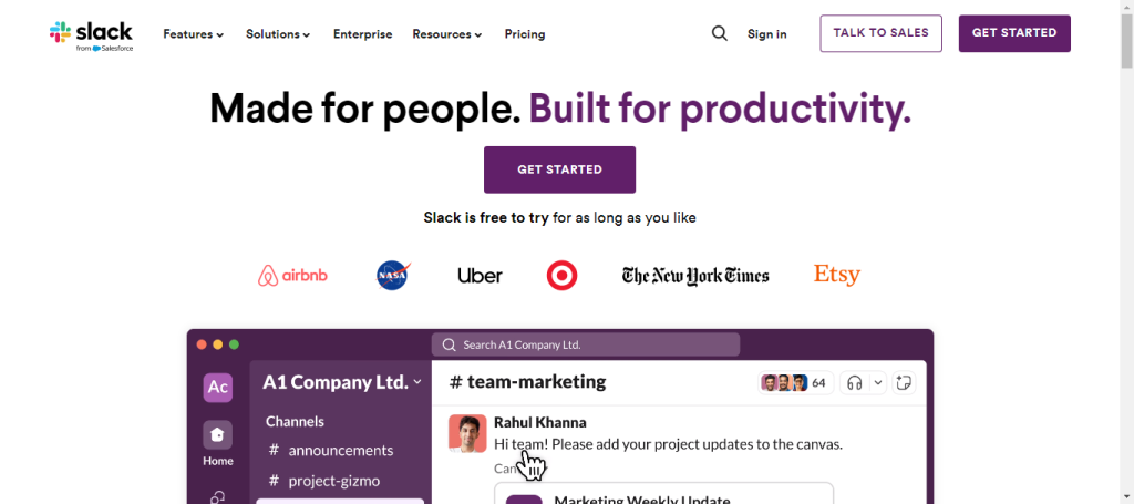 Slack for real-time communication