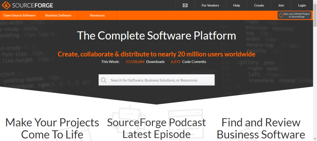 SourceForge - open-source software for code management